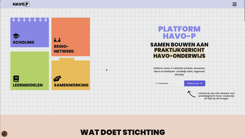 Animated view of the Havo-P landing page