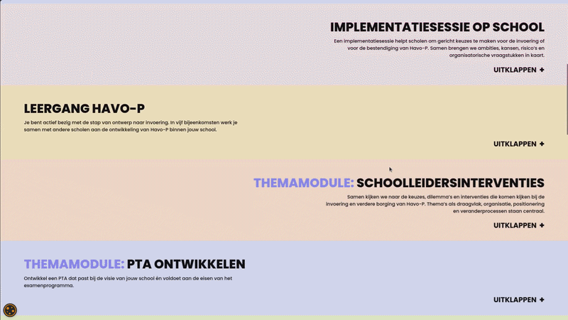 Animated view of the Havo-P scholing page